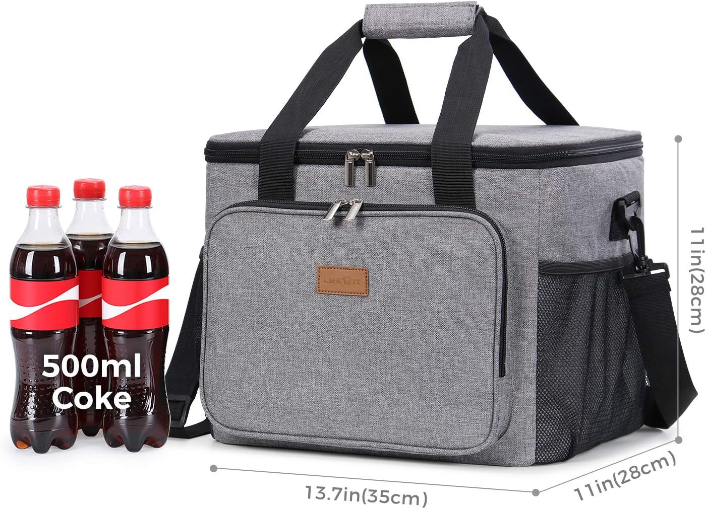 Lifewit Lunch Bag 24L 40 Can Insulated Lunch Box Soft Cooler Cooling Tote for Adult Men Women Grey - Image 3