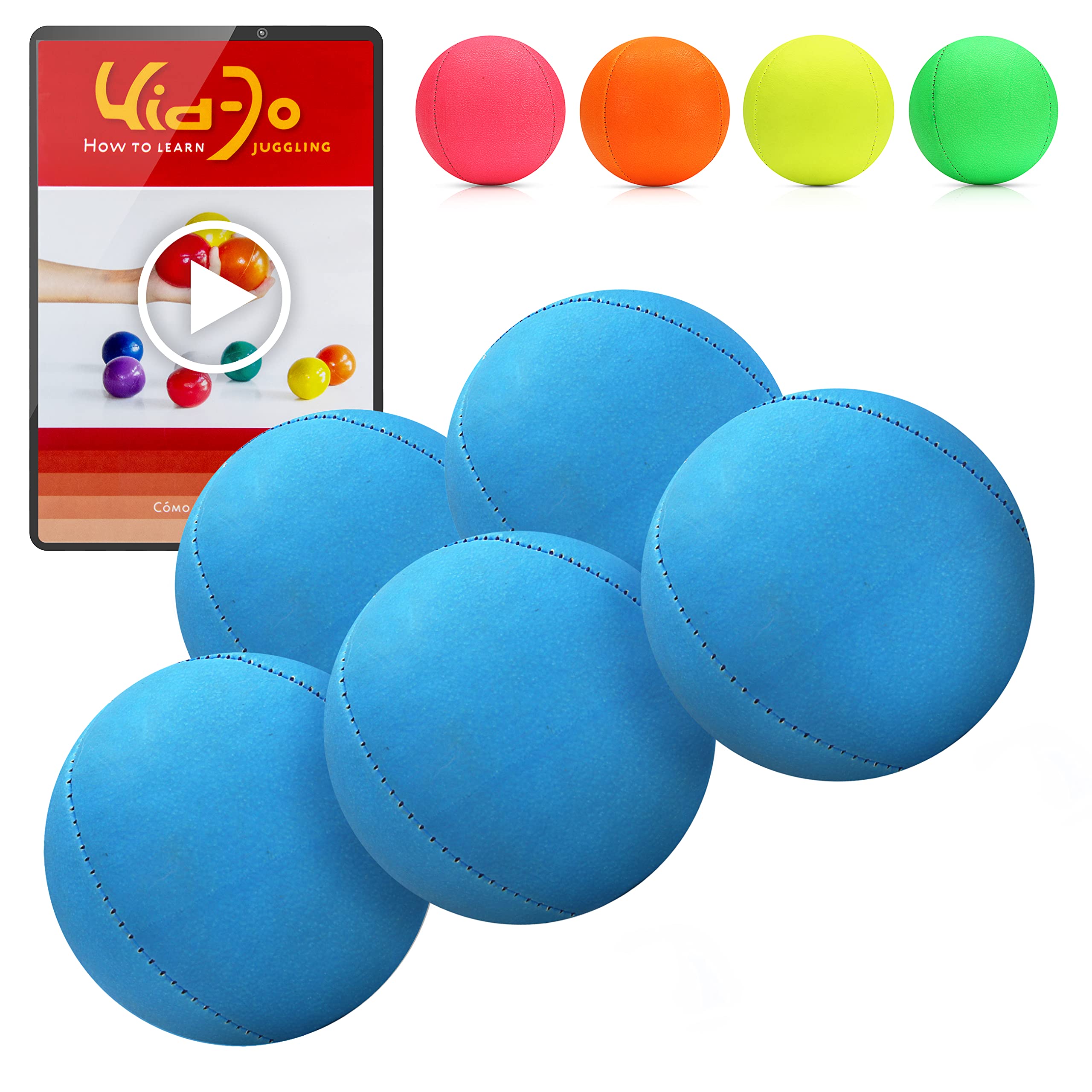 Juggle Dream 5x Pro UV Smoothie Juggling Balls - Set of 5 Juggling Balls with Free Online Learning Video, Perfect for Beginners and Experts, for Indoor & Outdoor Juggling (Blue)