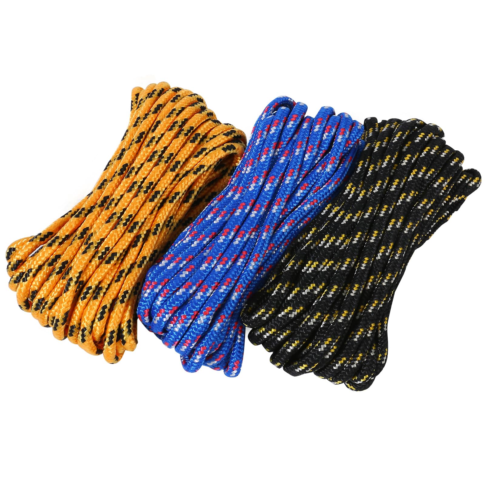 Photo 1 of MaxxHaul 50228 Diamond Braided Rope of 1/4" x 25' Extra Strength-Sunlight and Weather Resistant, Multicolor