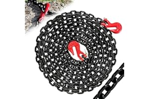 SENKEYFE 1/4" Log Chain- 20FT Heavy Duty Chain with 3300 Lbs Safety Load |G80 Trailer Binder Safety Chain with G70 Clevis Grab Hooks for Transporting|Towing Truck Tie Down Binding Equipment(EP Black)