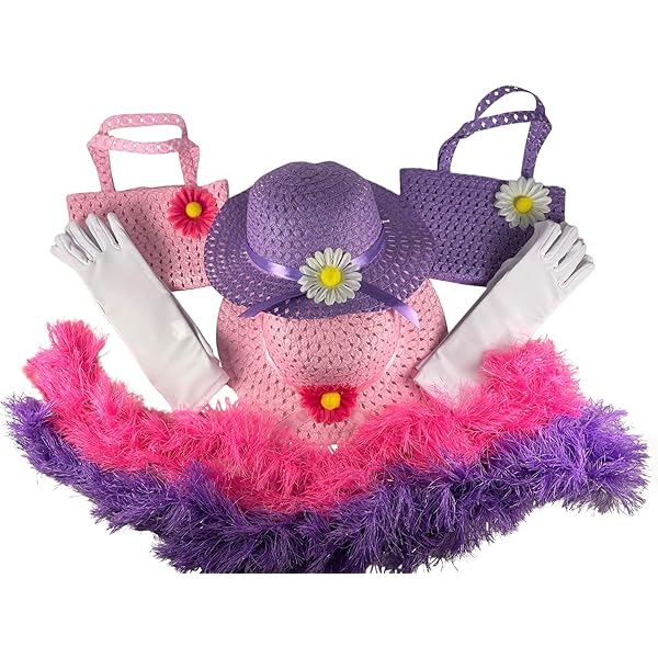 その他 Girls Tea Party Dress Up Play Set For 2 with Sun Hats Gloves and Fans Amazon.com: Girls Tea Party Hats Dress Up Play Set For 2