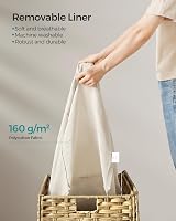 SONGMICS 105L Laundry Basket with Lid Rattan Storage Foldable Removable Liner view 5
