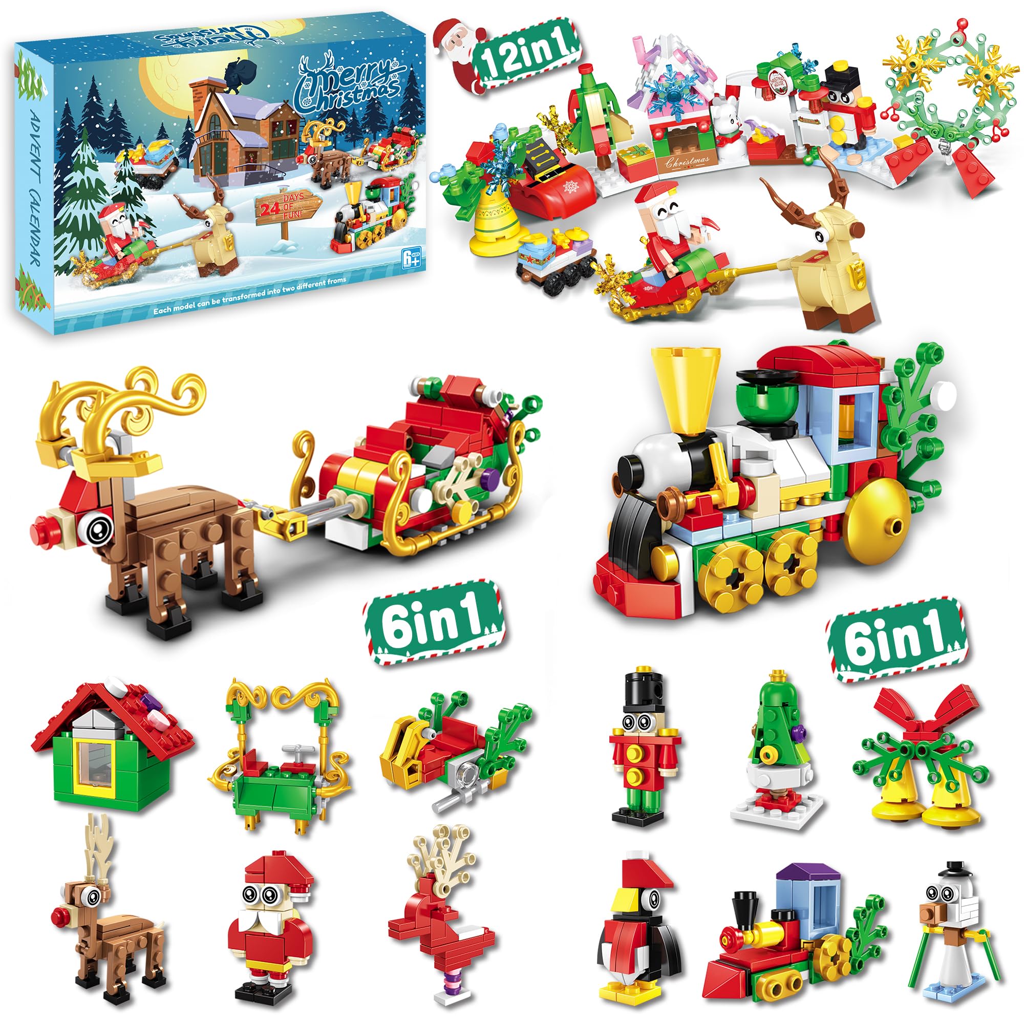 Advent Calendar 2024 Kids, 24 Days Building Blocks Christmas Countdown ...