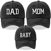 Yaopelky 3Pcs Mom Dad and Baby Hats Parent-Child Baseball Caps Embroidered Adjustable Matching Family Hat Set