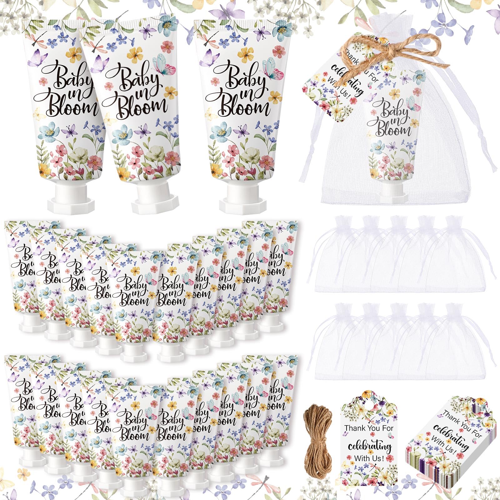 Photo 1 of Dansib 48 Sets Baby In Bloom Hand Cream Gifts Baby Shower Hand Cream Party Favors for Guests Wildflower Gift Bulk Travel Size Lotion Set for Guest