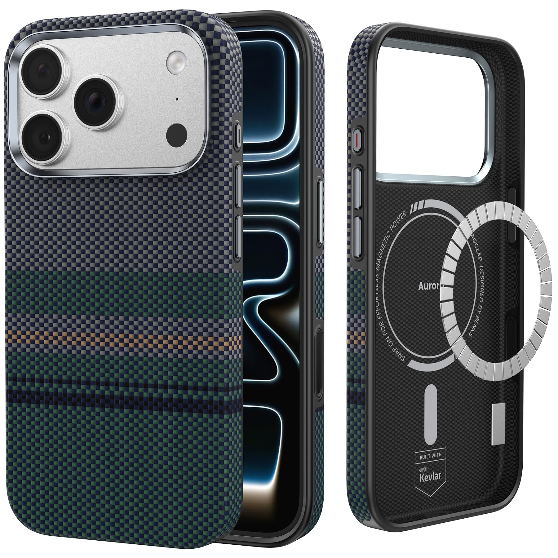 BENKS Aurora ArmorPro Case for iPhone 17 Pro with Camera Control Button, [Compatible with Magsafe] Full-Boby Protective Case Made with Dupont Kevlar 600D & 1000D Aramid Fiber