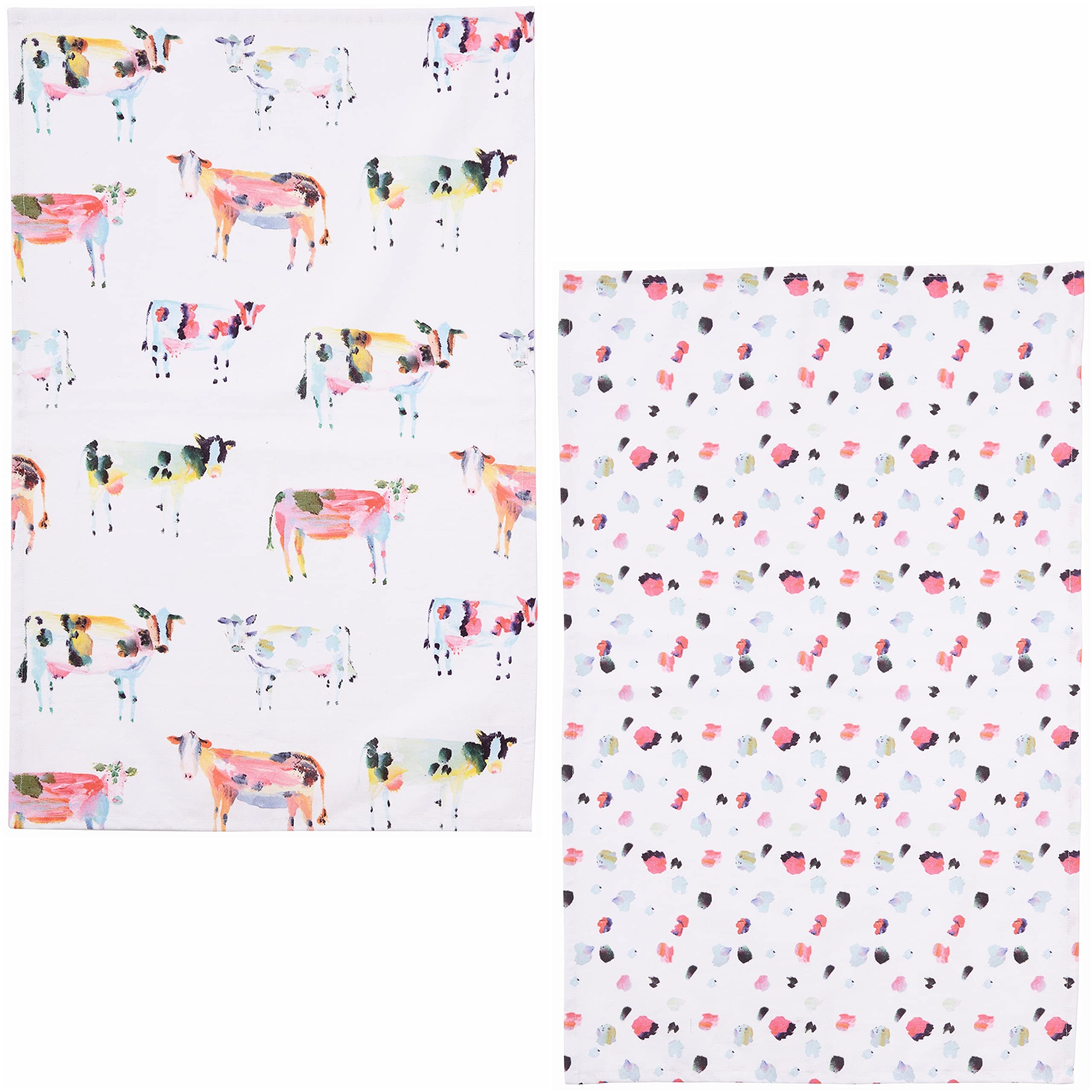 Ulster Weavers Tea Towel-Brushstroke Cow (100% Cotton, Pink, Pack of 2), One Size