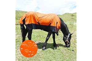 PALOURA Adjustable Waterproof and Breathable Horse Sheet | Horse Blankets for Real Horses|Perfect Rainy Day Protection(74", Orange)