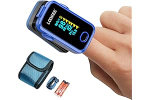 LOOKEE Oxymètre de pouls A310 de qualité supérieure - Moniteur de fréquence cardiaque au doigt - Fièrement canadien - Niveau d'oxygène dans le sang SpO2 - Précision médicale, alarme et PI - Écran OLED - Étui de transport et piles - Bleu