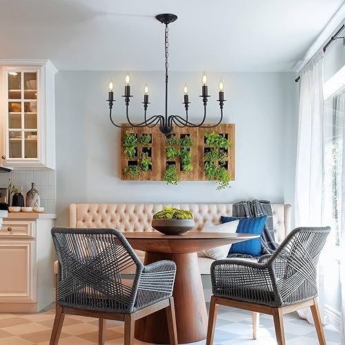 Farhouse Black Chandelier 6-Light Candle Chandelier Rustic Industrial