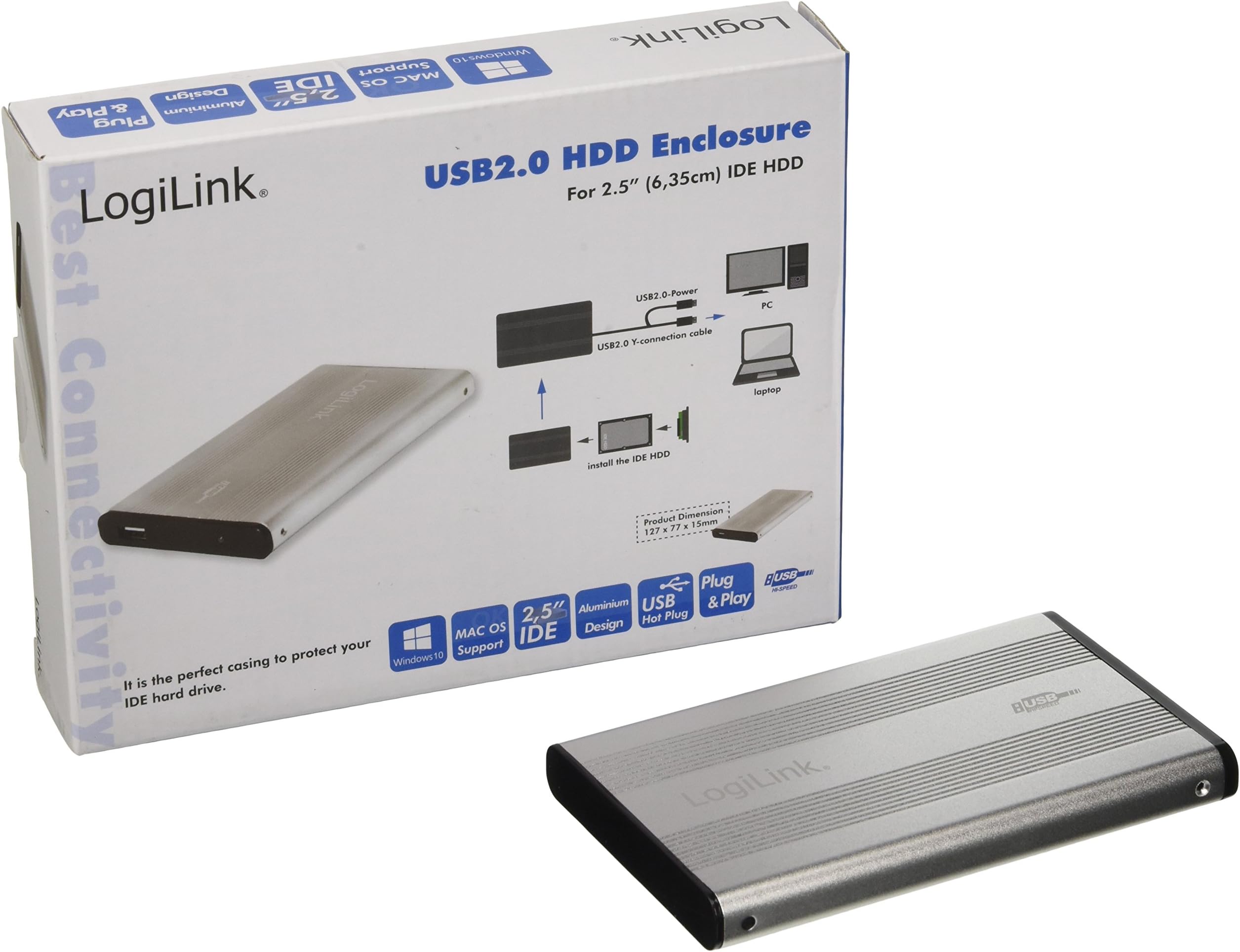 Logilink USB 2.0 External IDE HDD Enclosure 2.5 inch Alu