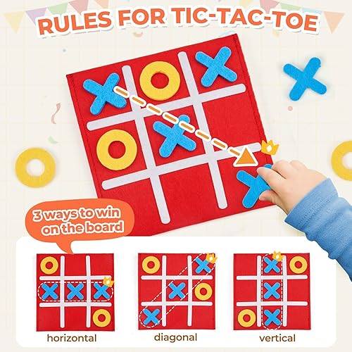 JoyCat Tic Tac Toe Strategic Board Game for Kids and Family,Birthday Party  Favors,Classic Educational Toys for