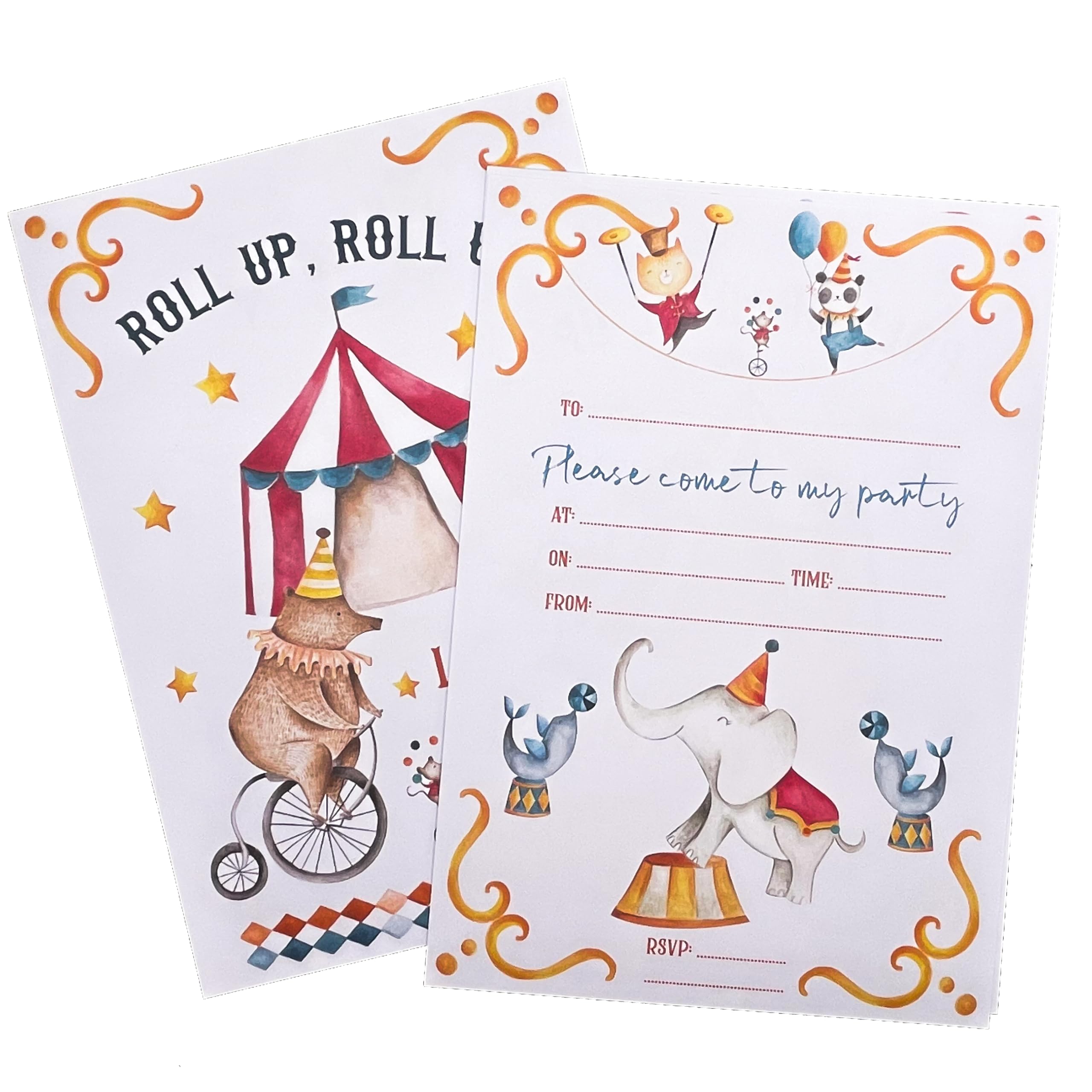 M & G Mustard & Gray Childrens Party Invitations (x12 Invites & Envelopes (C6), Circus)