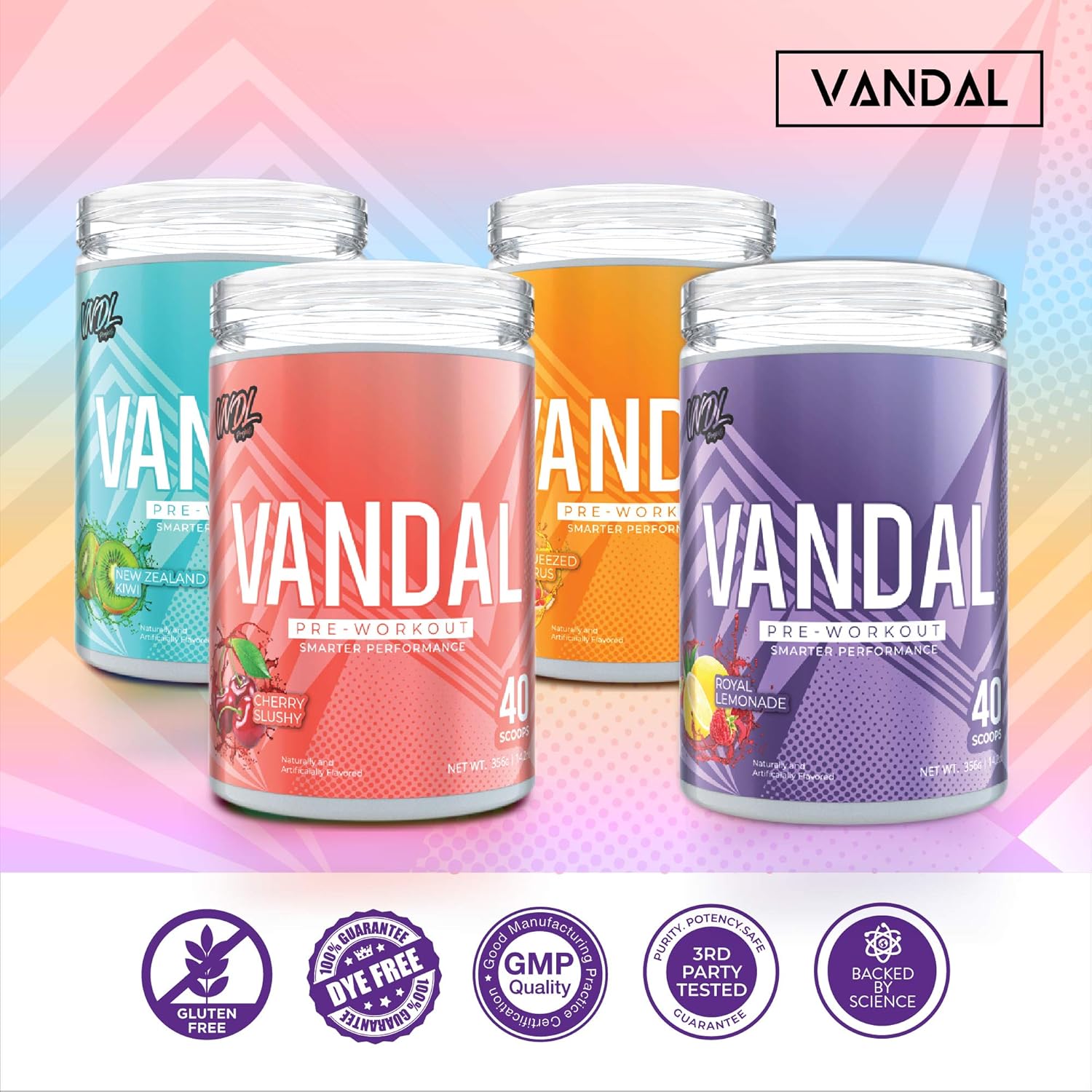 Vandal | Pre Workout Powder - All Natural & Safe Nootropic Pre Workout Supplement for Men & Women | Boosts Energy, Focus, Performance & Recovery | No Tingles, No Jitters, No Crash. | 40 Servings.: Health & Personal Care