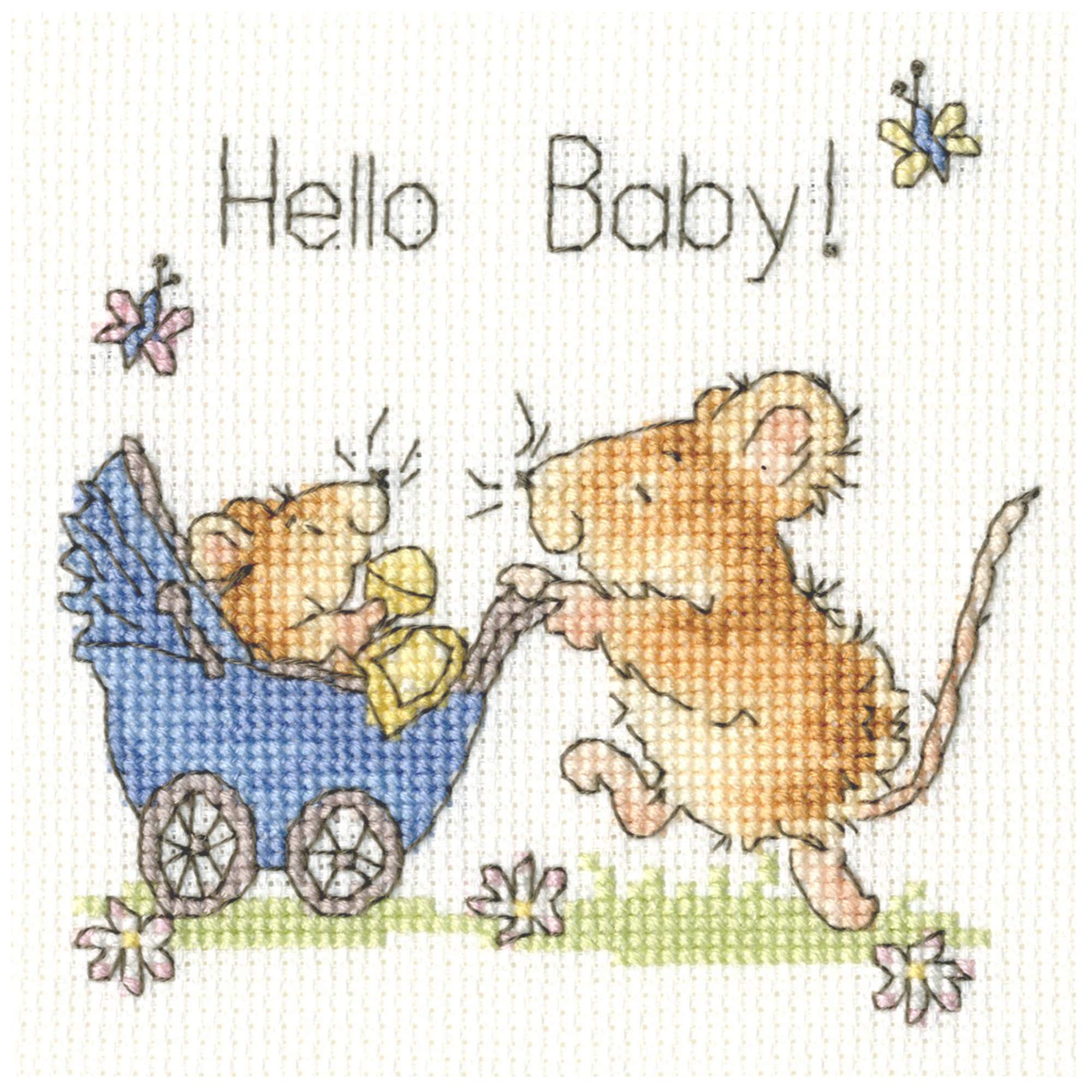 Bothy Threads Cross Stitch Card Kit - Hello Baby!