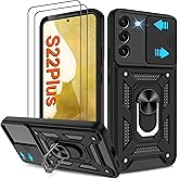 ATUMP for Galaxy-S22 Plus-Case with Camera Lens Cover+ (2 Pcs) HD Screen Protector, [Military Grade] Drop Tested 360° Rotation Metal Kickstand Protective Case for Samsung Galaxy S22+ Plus 5G, Black