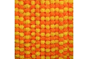 GOMALL 5Pcs Marigold Garland for Decoration,5 Feet Artificial Marigold Flowers Diwali Decorations for Home,Orange and Yellow Artificial Marigold Heads for Diwali Party,Indian Weddings,Halloween,Wreath