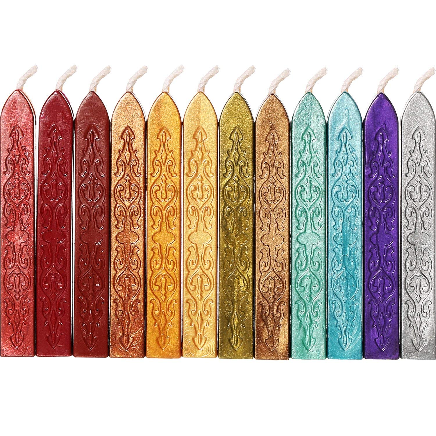 YIQI 12 Pieces Sealing Wax Sticks with Wicks Antique Fire Manuscript Sealing Wax for Wax Seal Stamp