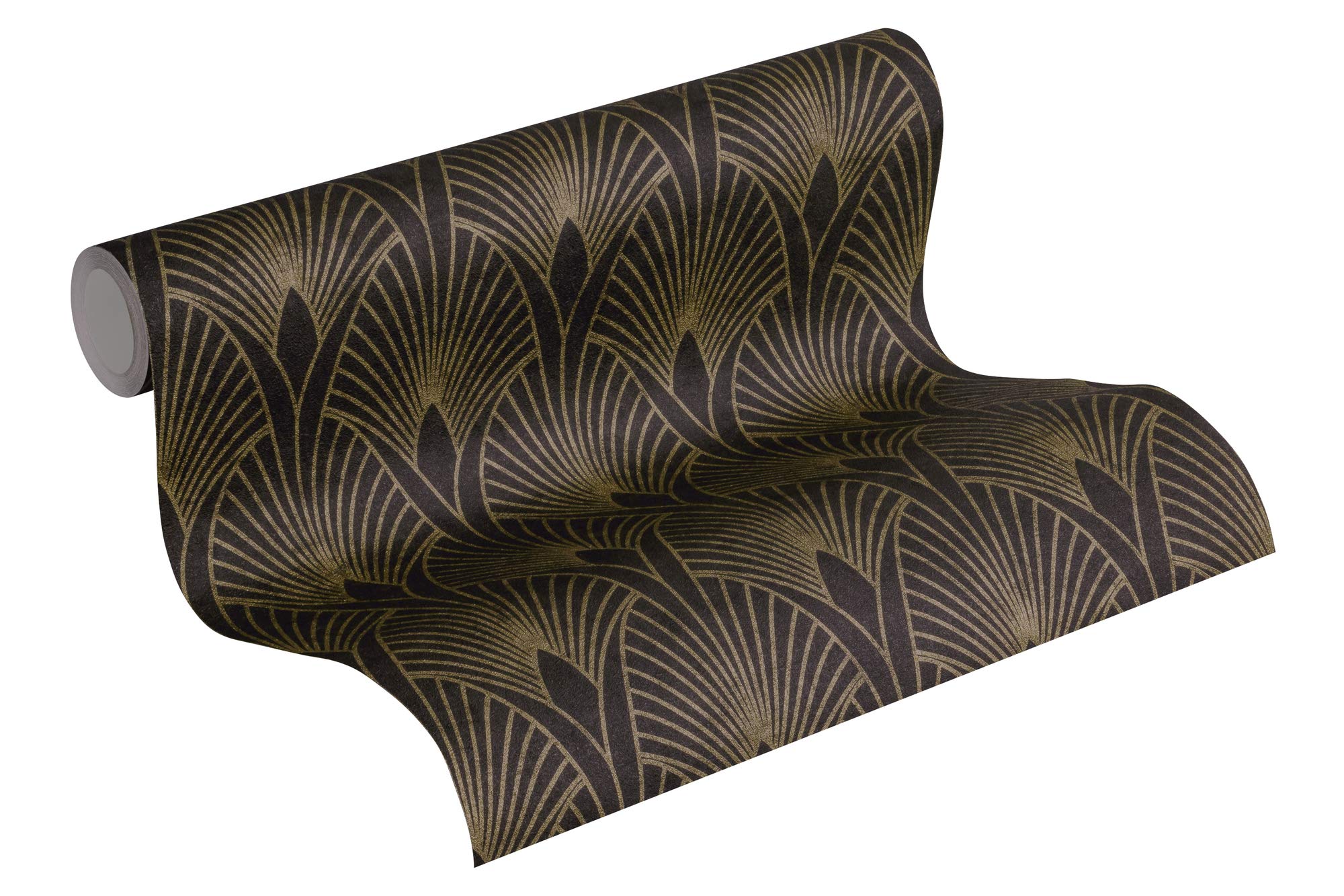 Livingwalls Art Deco Wallpaper 50's Glam New Walls A.S. Création Non-Woven Wallpaper 10.05 m x 0.53 m Black Gold Made in Germany 374273 37427-3