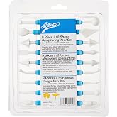 Ateco Sculpting Tool Set for Sugar Paste Decorations, 9 Piece Set with 18 Shapes, Food Grade Plastic with Non-slip Handles, Blue