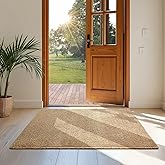 Softlife Rugs for Entryway 2x3 ft Door Mat Faux Jute Rug Dirt Trapper Small Bathroom Rug Washable Kitchen Mat Modern Farmhouse Carpet for Front Porch Bathroom Kitchen Bedroom, Brown