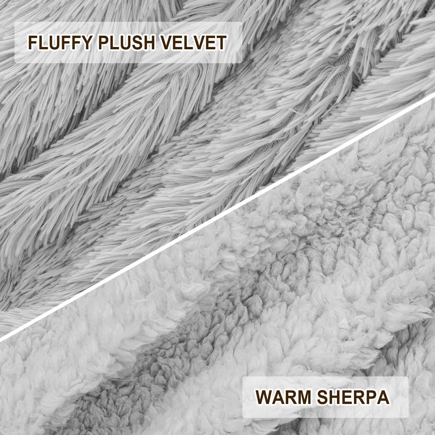 Homore Soft Fluffy Blanket Fuzzy Sherpa Plush Cozy Faux Fur Throw Blankets for Bed Couch Sofa Chair Decorative, 50''x60'' Light Grey: Kitchen & Dining