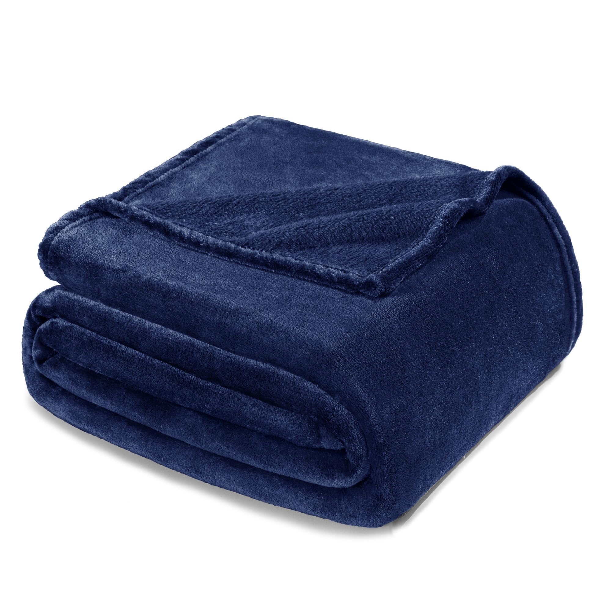 Exclusivo Mezcla Fleece Blanket Double Size for Bed, Super Soft and Warm, All Season Use, Cozy, Plush, Lightweight, 230x168 CM, Navy Blue