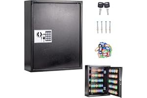 UMEKEN Key Box Wall Mount 200 Position Valet Digital Key Cabinet Lock Box with Code, Electronic Key Holder Lockbox with Key Tags, Key Organizer Locker Box, Black