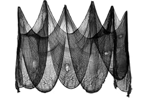 Heyzeibo 315 x 79 Inch Halloween Black Creepy Cloth for Halloween Decoration Outdoor Hanging Scary Gauze Spooky Cloth for Haunted House Party Walls Doorway Entryways