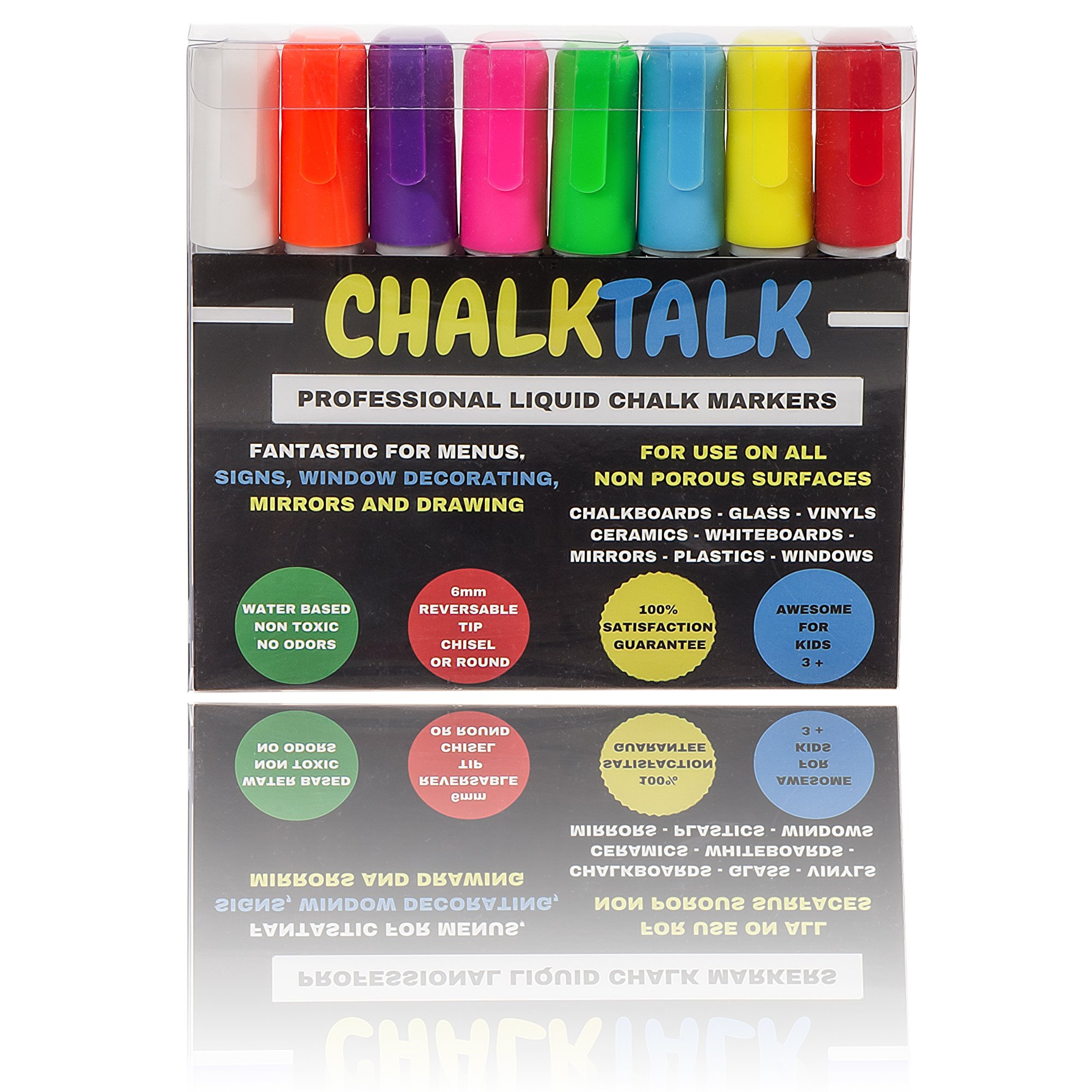 ChalkTalk Premium Liquid Chalk Markers Unique Reversible 6mm Chisel