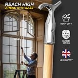 TDBS Window Pole Opener and Loft Ladder Pole 118cm Smooth Wood Hook view 7