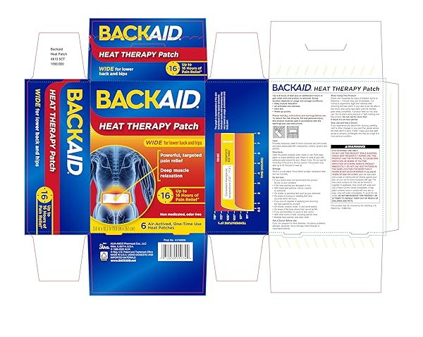 BACKAID HEAT THERAPY PATCH, AIR-ACTIVATED THERAPEUTIC HEAT, WIDE FOR LOWER BACK AND HIP PAIN RELIEF, 6 COUNT