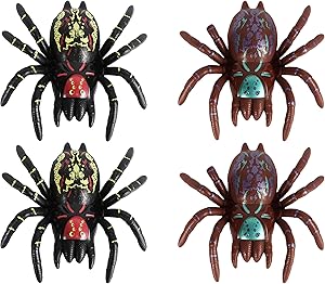 Set of 4 Spider Window Walkers! Will Crawl Down Any Glass or Glossy Wall! Tarantula's Perfect for Party Favors, Halloween Toys, and Halloween Decor! (4)
