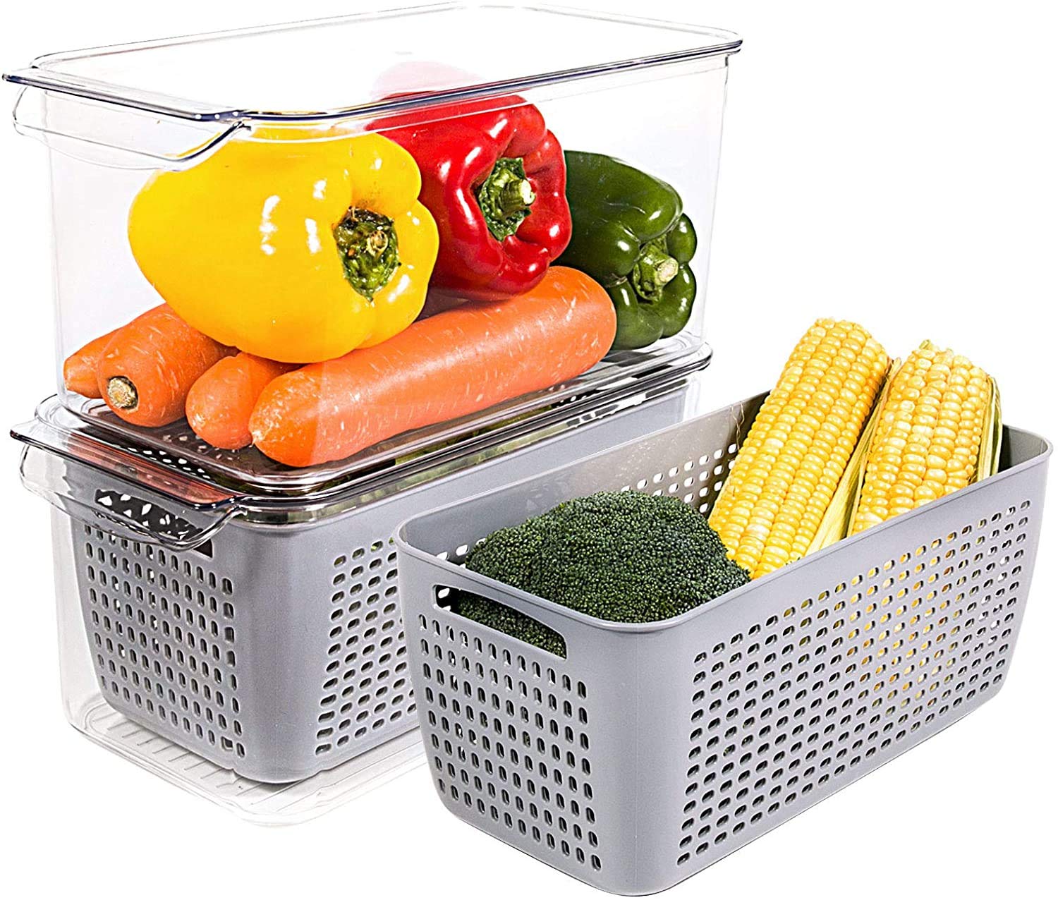 Hunk Shopper's Vegetable Containers for Fridge, Fruit Storage Container