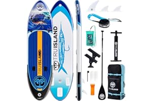 TRU ISLAND TRUISLAND Inflatable Paddle Board, Stand Up Paddle Board with Backpack, Non-Slip Thickened Deckpad, Waterproof Phone Case, Leash, Paddle, Hand Pump