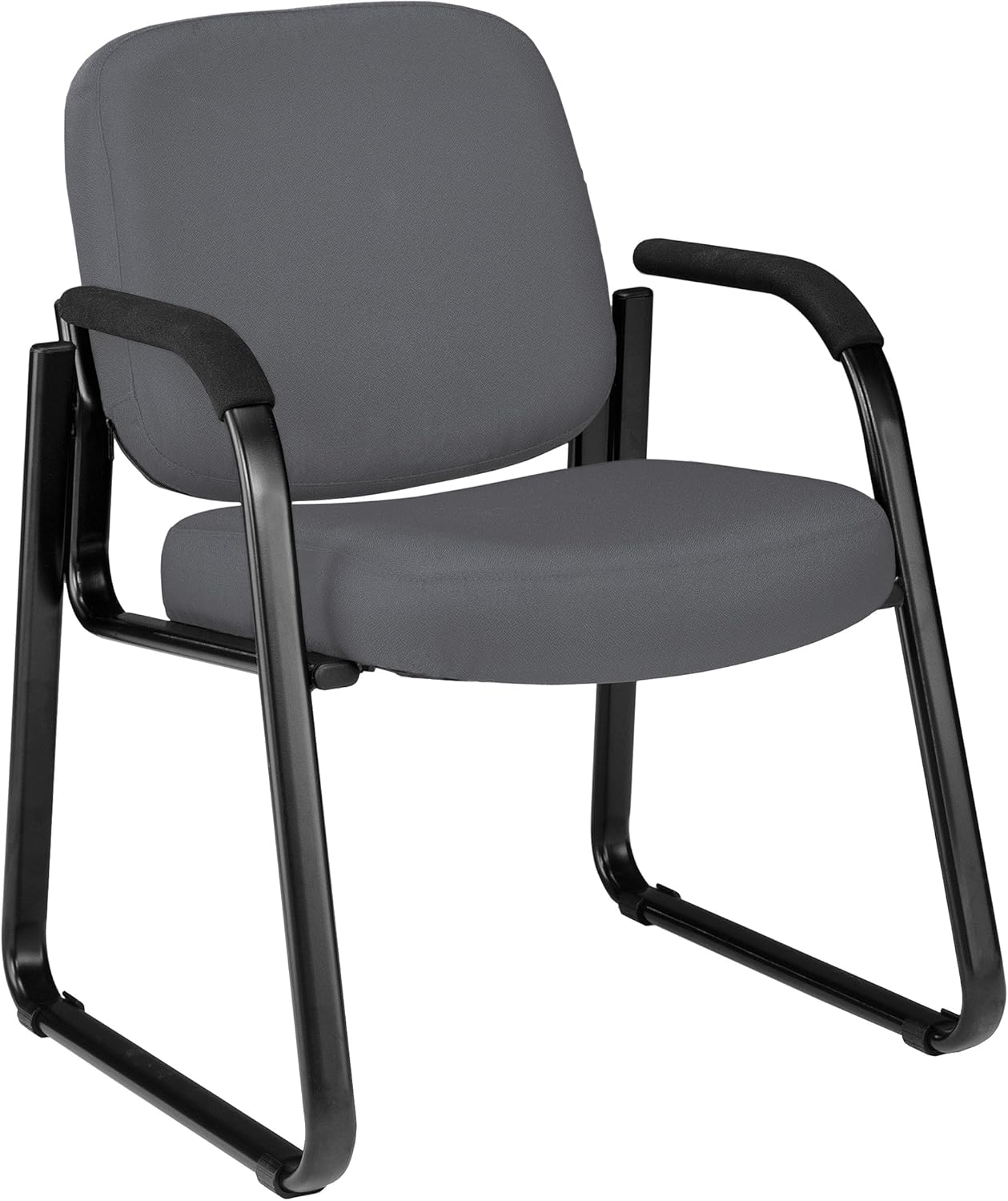 OFM Core Collection Vinyl Guest and Reception Chair with Arms and Extra Thick Cushion, in Charcoal: Furniture & Decor