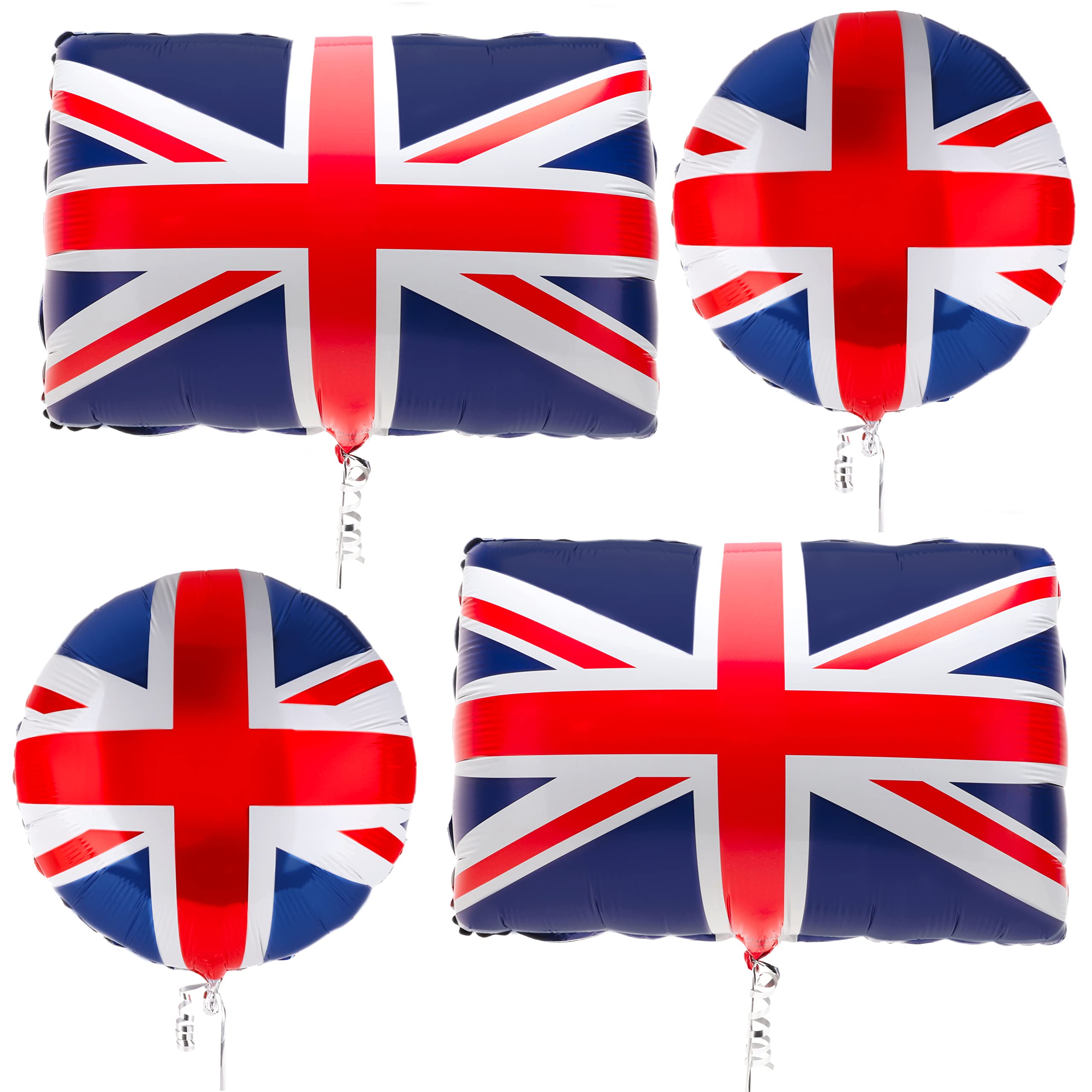 Toyland® 4 x Union Jack Foil Balloons Party Bundle - 2 x Round 18" & 2 x Large Flag 22" - British Party Decorations VE DAY