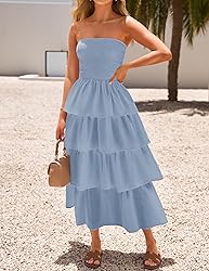 ZESICA Women‘s Summer Boho Strapless Maxi Dress