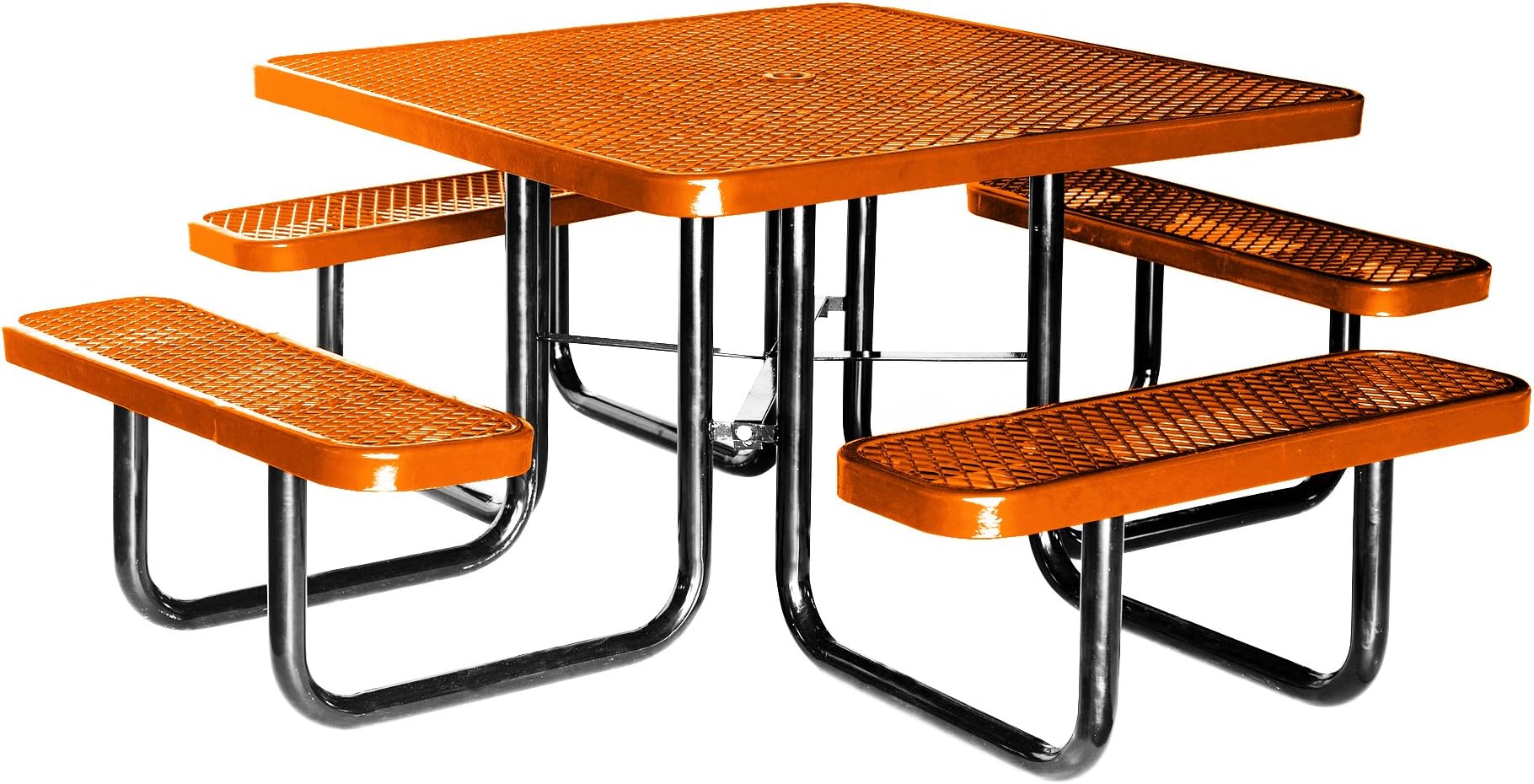 Lifeyard 46" Expanded Metal Mesh Square Picnic Table and Benches Steel Frame for Outdoor Furniture(Brown)