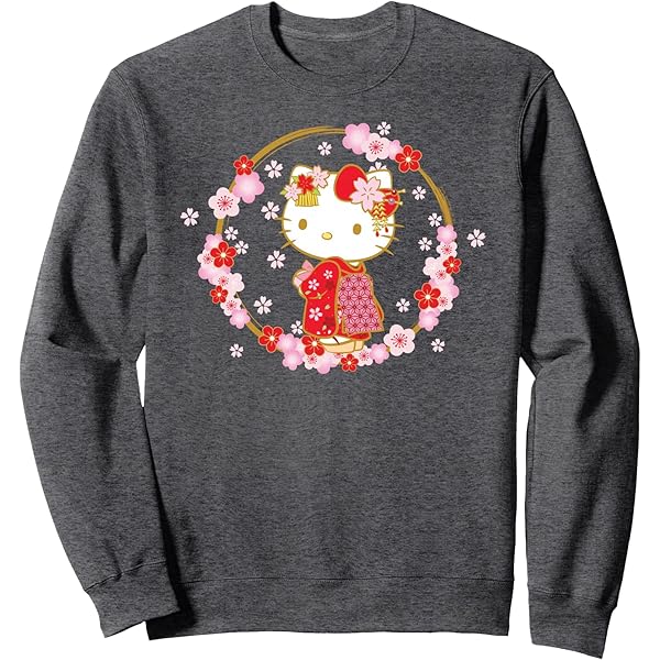 Sweat col rond noir Sanrio Hello Kitty My Melody Kuromi M