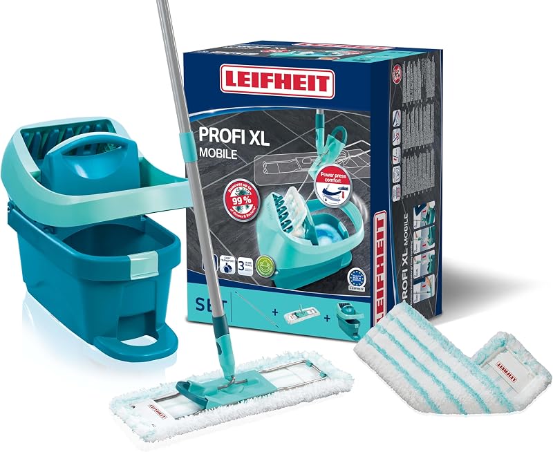 Wischtuchpresse Set Profi XL Mobile, Wischer Fußpresse, 2 Bezüge