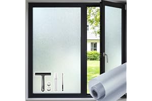 Qualsen Frosted Window Film Static Cling Glass Film No Glue Anti-UV Window Sticker for Privacy Home Bathroom Office Meeting R