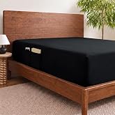 Cathay Home Queen Fitted Sheet with Double-Sided Pockets, Black | 14" Deep Pocket Fits Mattresses up to 14" Thick, Ultra Soft Microfiber, Wrinkle &amp; Fade Resistant, Machine Washable