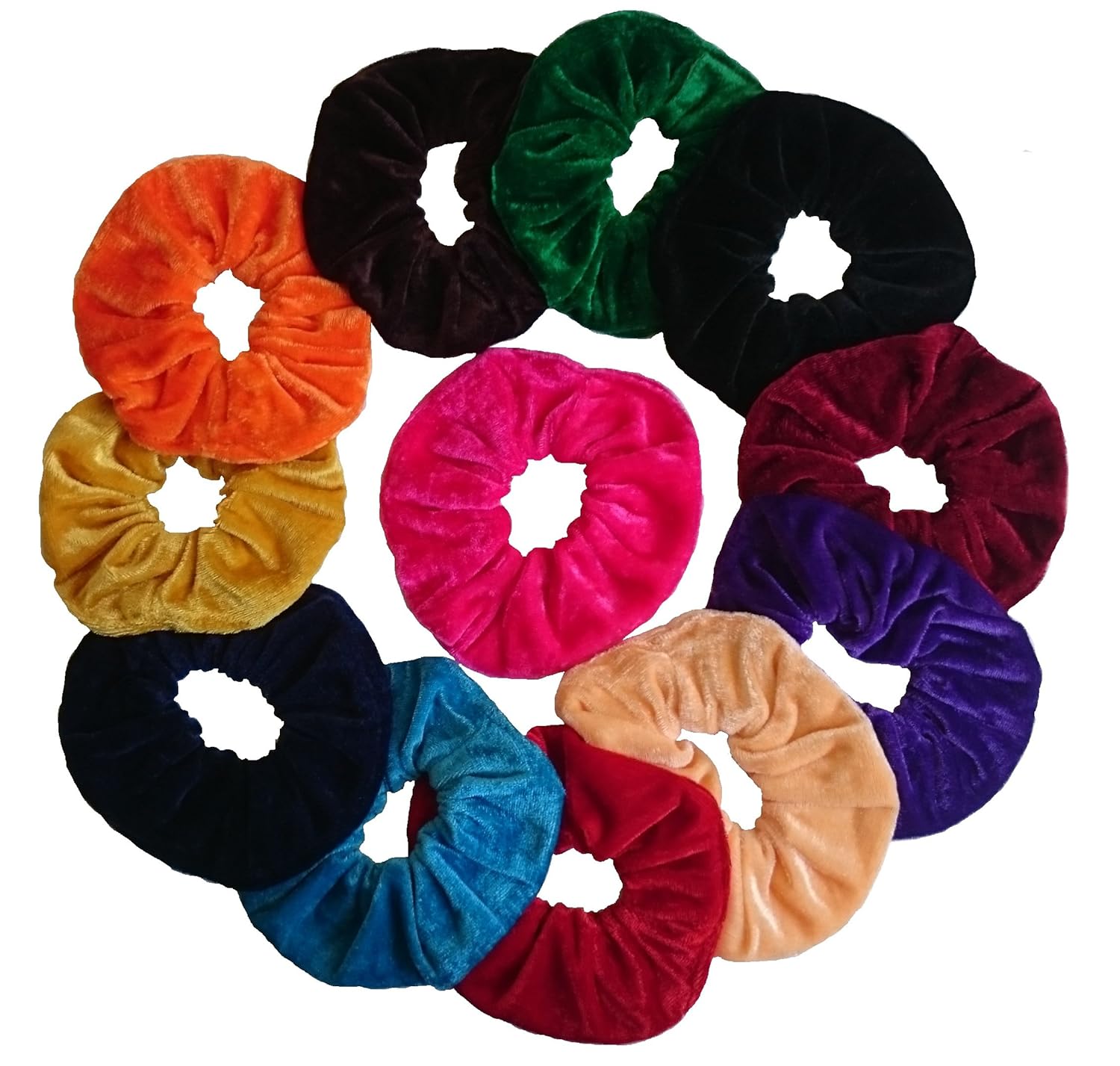 Aadya® SET of 12 Velvet Hair Scrunchies Elastic Scrunchy Hair Bobbles