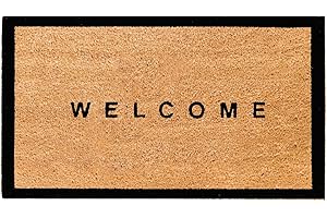 THEODORE MAGNUS Natural Coir Doormat with Non-Slip Backing - 17 x 30 - Outdoor/Indoor - Welcome Mats - Natural - Welcome w/Border - COIR-1730-15-121