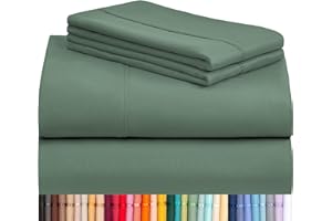 LuxClub Twin XL Sheets - Twin Bed Sheets for Boys and Girls, 4 PC Deep Pockets 18" Eco Friendly Wrinkle Free Kids Fitted Sheets Machine Washable Hotel Bedding Silky Soft - Tree Moss Green Twin XL