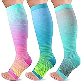 LEVSOX Open Toe Compression Socks for Women & Men 20-30mmHg Toeless Sock Knee High Support Stockings for Circulation Nurses Pregnant Travel