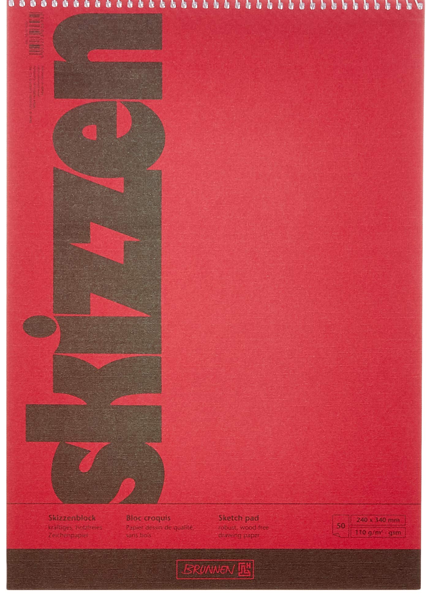 5 x Brunnen Sketch Pad 24 x 34 cm 50 Sheets Spiral