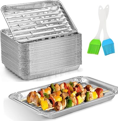 30-Pack Disposable Barbecue Trays 34x23x2.8cm Aluminum Foil Pans