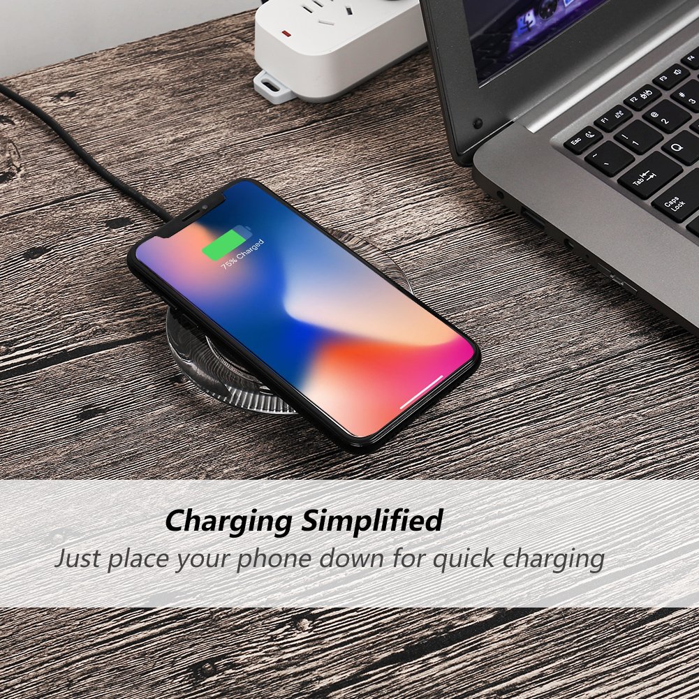 Qi Wireless Charger, Wireless Charging Pad Stand for iPhone X,iPhone 8/8S/8 Plus,10W Fast Charge for Samsung Galaxy S9/S9+/Note 8/S8+/S8/S7 Edge/S7/S6 Edge+/Note 5